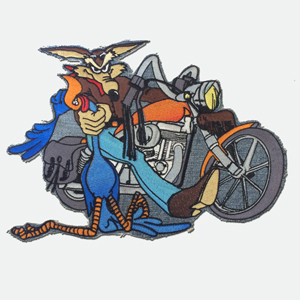 Parche personalizado correcaminos y coyote en moto